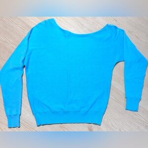 Minnie Rose Blue Cotton Cashmere Asymmetrical Cold Shoulder Sweater XS